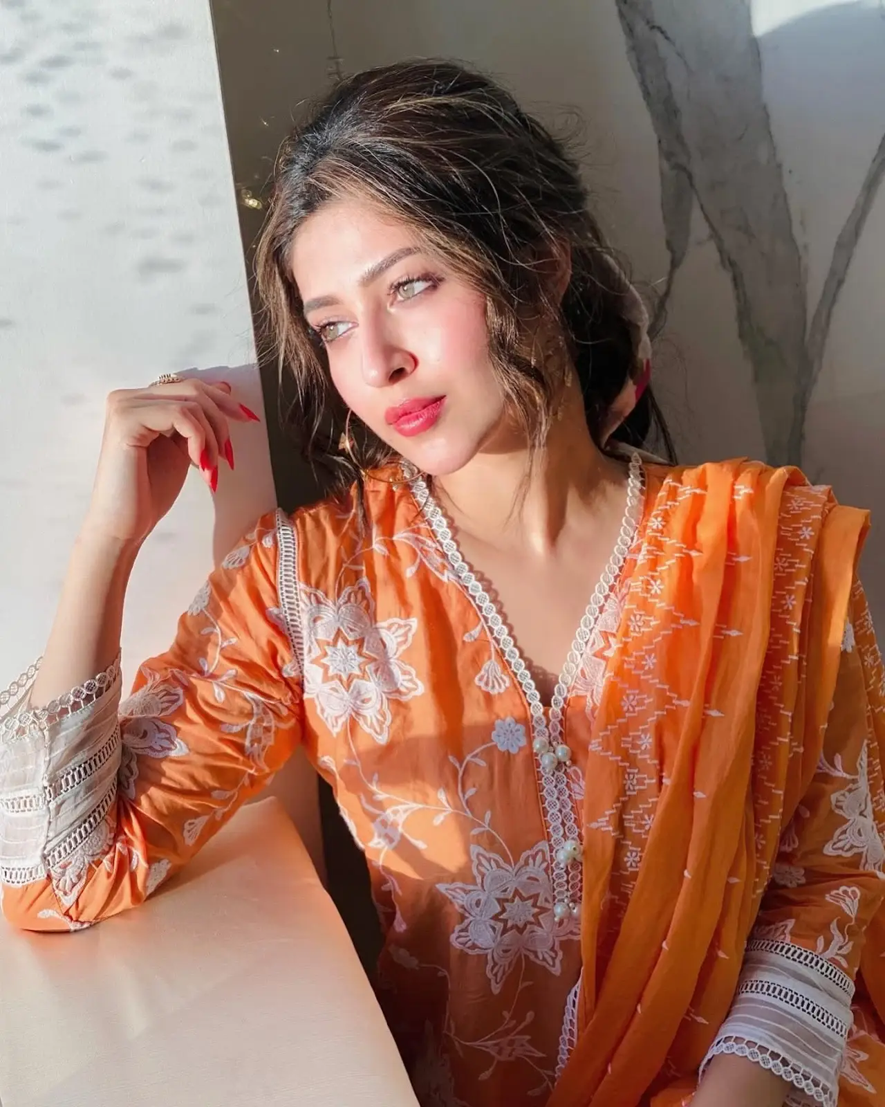 Sonarika Bhadoria in Traditional Orange Dress